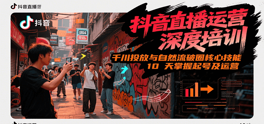 抖音直播运营深度培训，千川投放与自然流核心技能，10天掌握起号及运营(6-7月新课)-轻创终点站