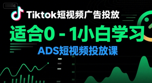 Tiktok短视频广告投放，适合0-1小白学习ADS短视频投放课-轻创终点站