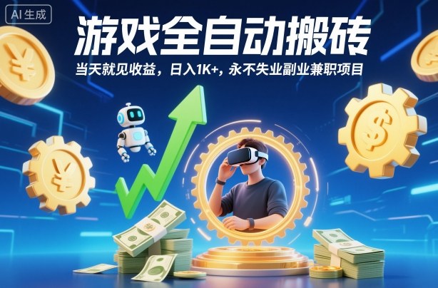 游戏全自动搬砖，当天就见收益，日入1K+，永不失业副业兼职项目【揭秘】-轻创终点站