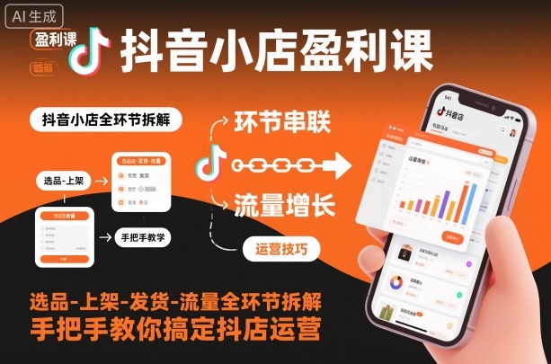 抖音小店盈利课-选品-上架-发货-流量全环节拆解，手把手教你搞定抖店运营-轻创终点站