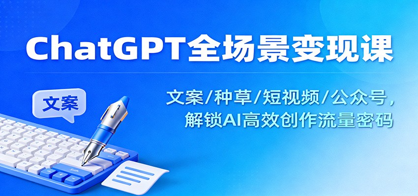 ChatGPT全场景变现课：文案/种草/短视频/公众号，解锁AI高效创作流量密码-轻创终点站