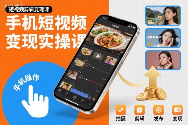 手机短视频变现实操课，短视频剪辑变现课-轻创终点站