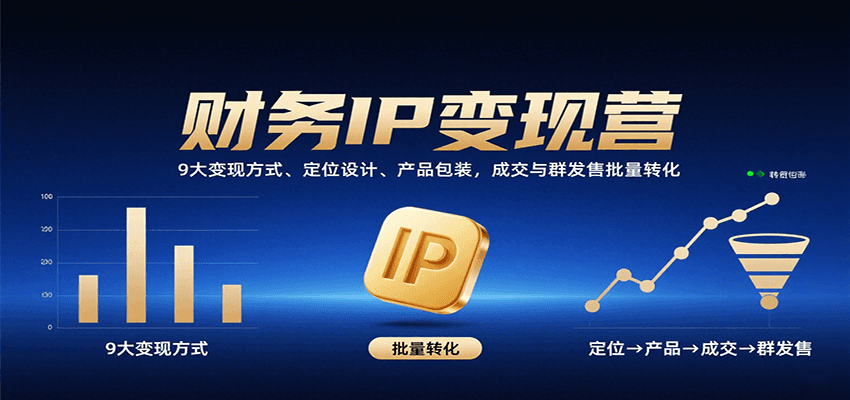 财务IP变现营：9大变现方式、定位设计、产品包装，成交与群发售批量转化-轻创终点站