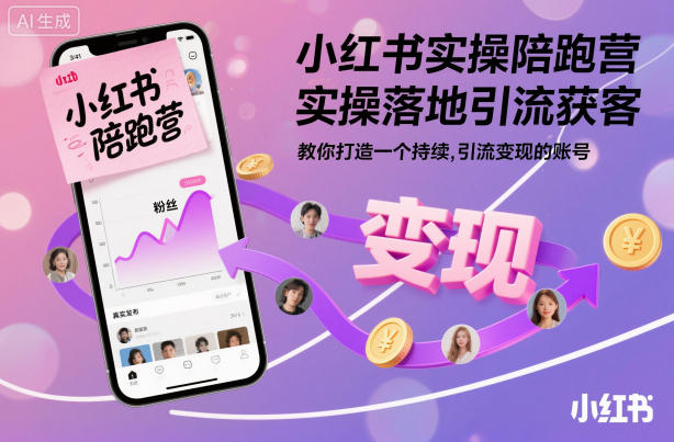 小红书实操陪跑营，实操落地引流获客，教你打造一个持续引流变现的账号-轻创终点站