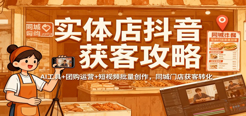 实体店抖音获客攻略:AI工具+团购运营+短视频批量创作,同城门店获客转化-轻创终点站