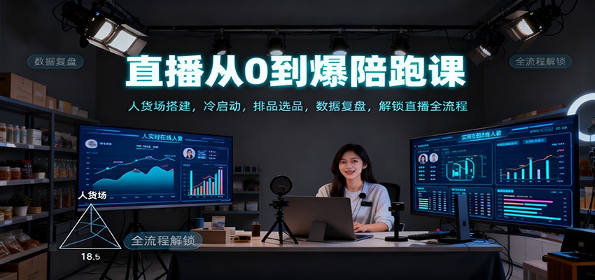 直播从0到爆陪跑课：人货场搭建，冷启动，排品选品，数据复盘，解锁直播全流程-轻创终点站
