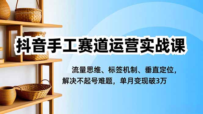 抖音手工赛道运营实战课，流量思维、标签机制、垂直定位，解决不起号难题，单月变现破3万-轻创终点站