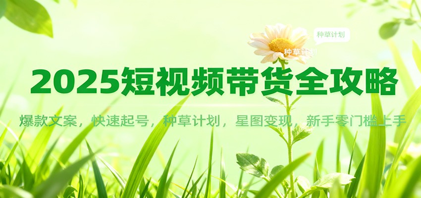 2025短视频带货全攻略:爆款文案,快速起号,种草计划,星图变现,新手零门槛上手-轻创终点站