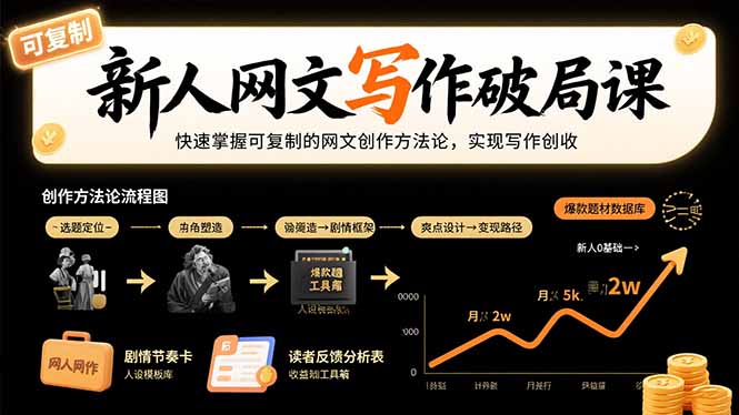 新人网文写作破局课：快速掌握可复制的网文创作方法论，实现写作创收-轻创终点站