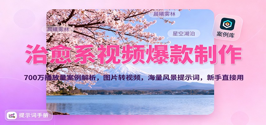 治愈系视频爆款制作，700万播放量案例解析，图片转视频，海量风景提示词，新手直接用-轻创终点站